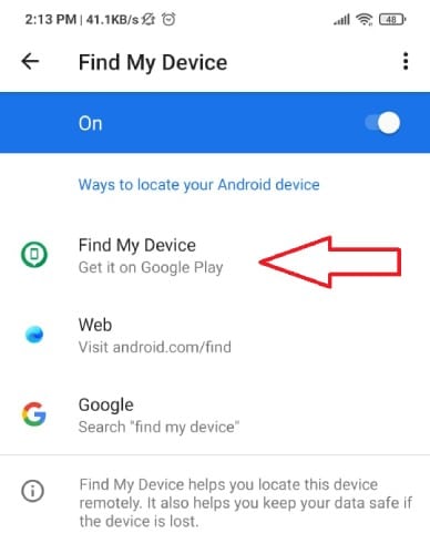 Cliquez sur "Find my device"